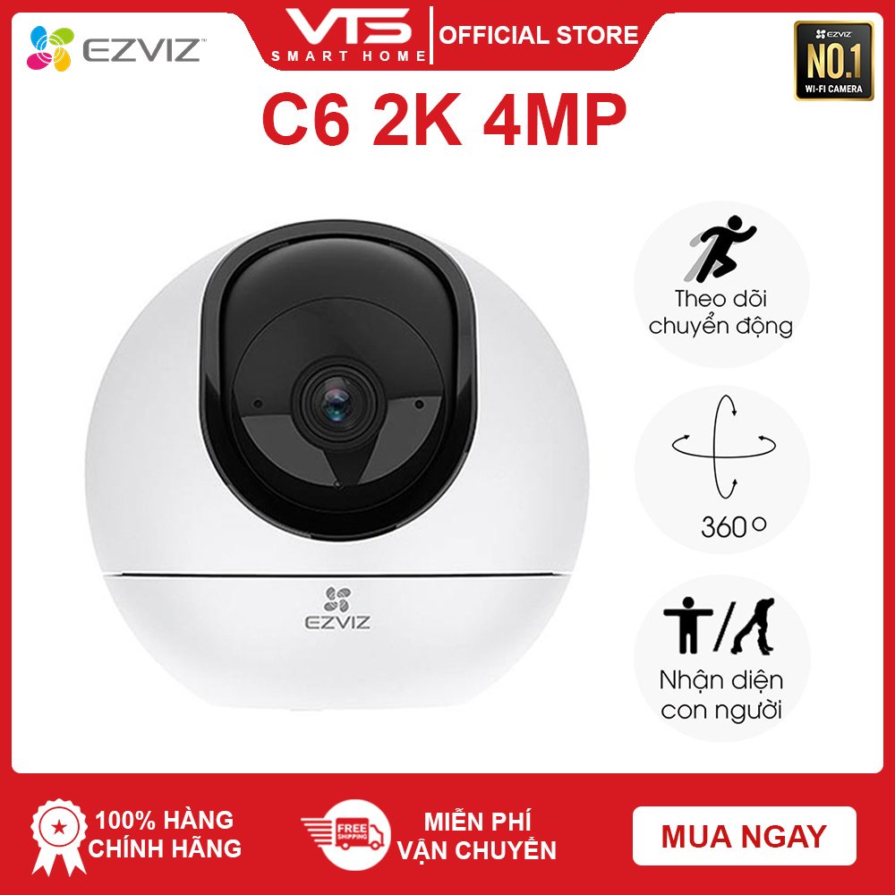 Camera WIFI Trong Nhà EZVIZ C6 4M 2K+ Pro Smart Home, (Phiên Bản nâng cấp của C6W), Xoay 360, Siêu Nét