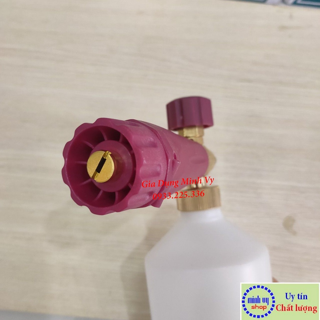[tặng khớp nối] Bình tạo bọt tuyết gắn súng phun rửa xe 1L - bình dày - mỏ ngắn - BT1LV3