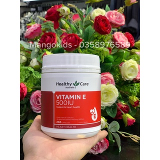 Vitamin e 500ui healthycare của úc, bổ sung vitamin e, lọ 200 viên