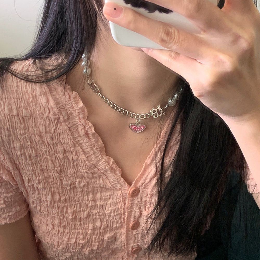 Vòng cổ đeo cổ họa tiết ngọc trai thời trang Hàn Quốc sành điệu cho nữ Y2K