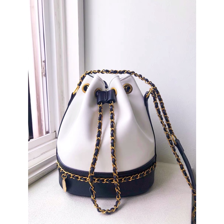 Túi Bucket đeo chéo nữ dây xích, túi khóa rút sang chảnh dễ thương