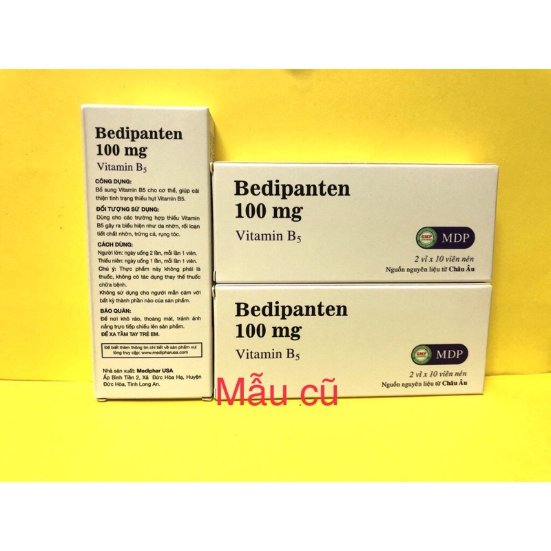 Viên uống bedipanthen - bổ sung vitamin B5,giảm tiết chất nhờn ở da gây mụn trứng cá,giúp tóc chắc khoẻ,hạn chế rụng tóc