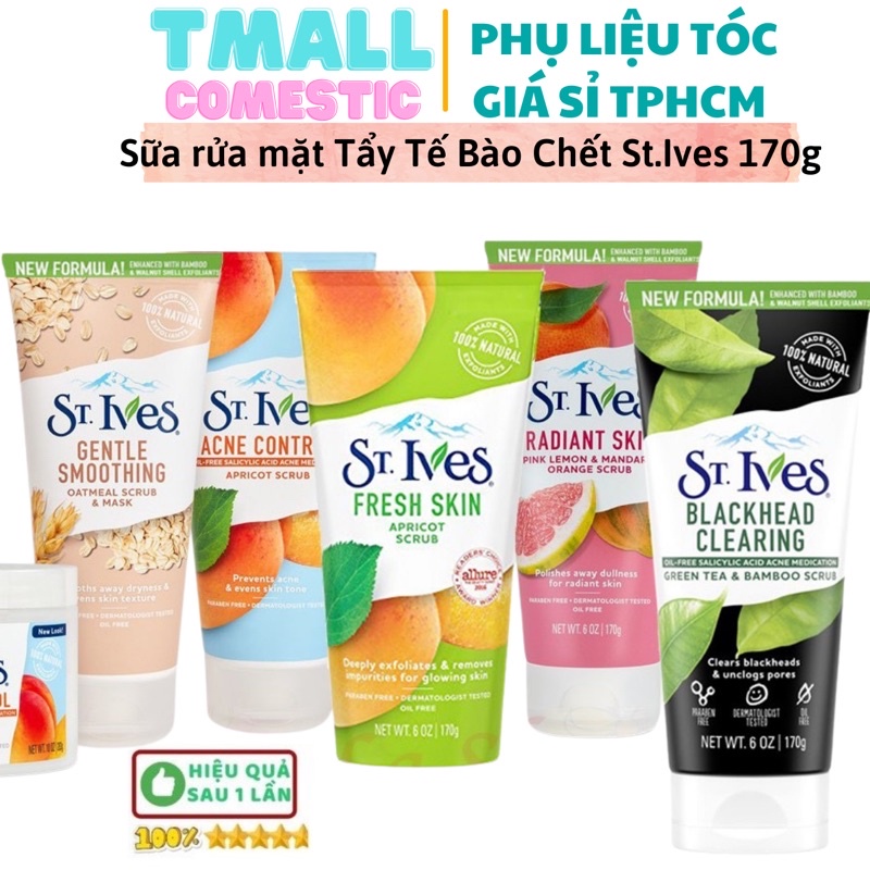 Sữa rửa mặt Tẩy Tế Bào Chết St.Ives 170g trà xanh,trái mơ,đào,yến mạch PLTPINKY