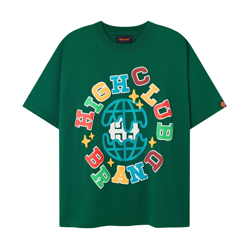 Áo Thun HIGH PLANET Tay Lỡ Unisex Nam/Nữ Xanh Lá Cổ Tròn - HIGHCLUB Brand Chính Hãng