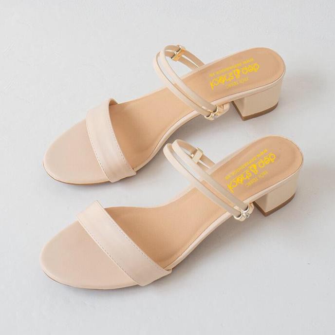 Giày sandal cao gót 3p quai ngang thời trang