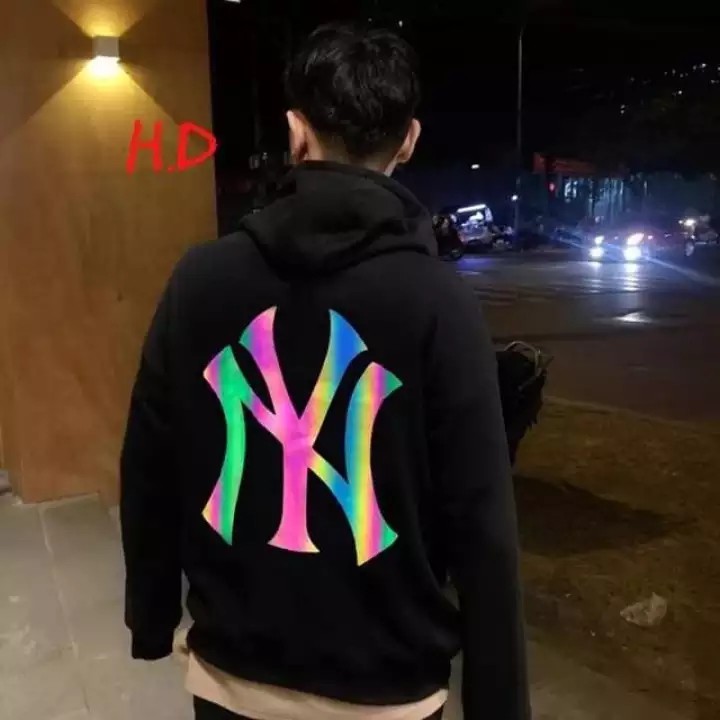 HDPQ - Áo khoác hoodie phản quang cầu vồng nỉ bông mẫu NY