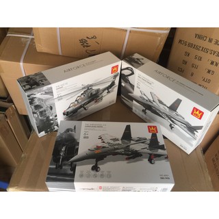 Đồ chơi lắp ráp Wange Máy Bay Chiến Đấu Trực Thăng Wange 4001 4002 4003