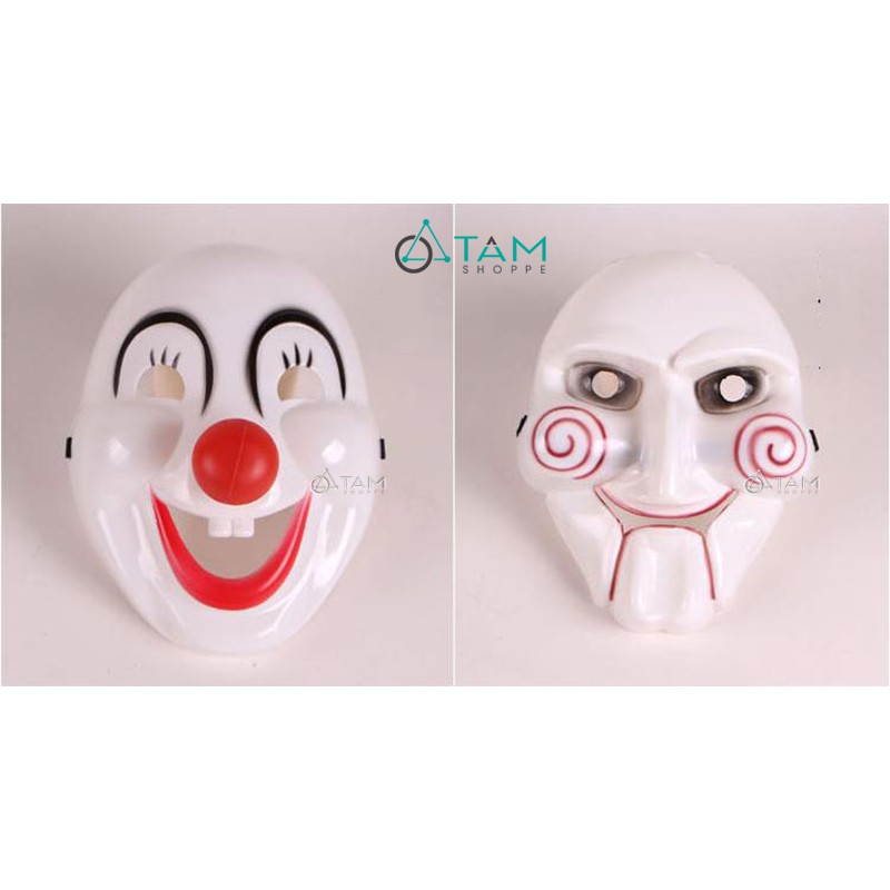 [DÀY ĐẸP] combo 2 Mặt nạ Halloween nhựa trắng nhiều kiểu HLW-MN-38