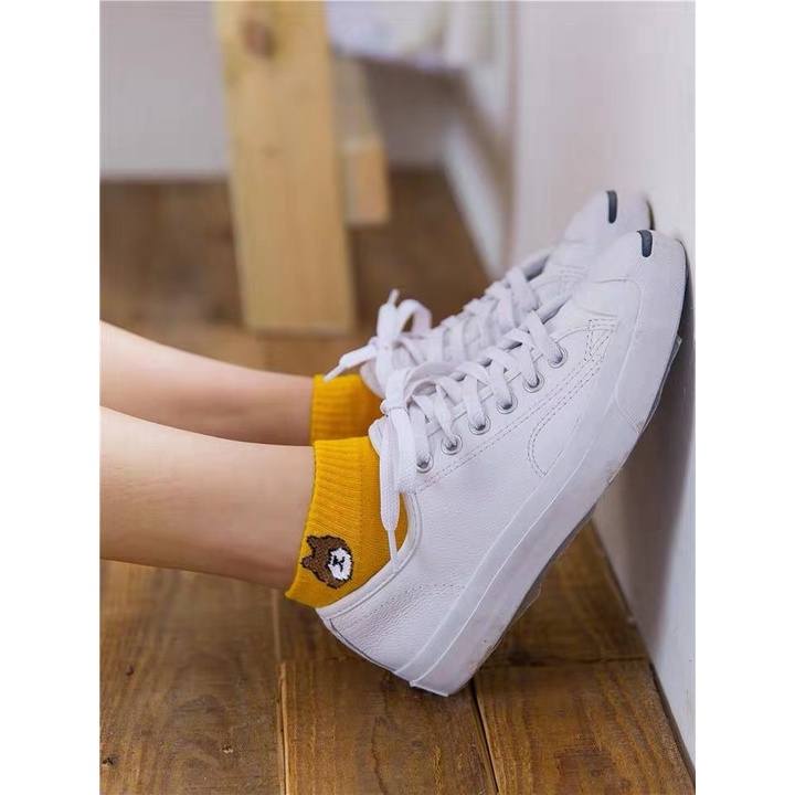 Happy-store ❤️ Vớ mỏng thêu hình con mèo thoáng khí phong cách Hàn Quốc thời trang cho nữ