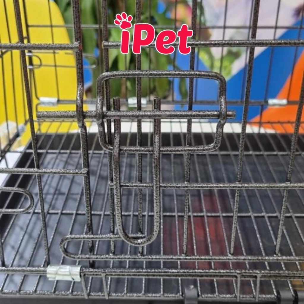 Lồng vân đá cho chó mèo, chuồng thú cưng tĩnh điện gấp gọn nan dày tặng kèm khay vệ sinh - iPet Shop