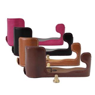 Vỏ bọc bảo vệ nửa thân máy ảnh bằng chất liệu da PU cho FujiFilm Fuji X-A5 XA5 X-A3 XA3 XA10 có khoét lỗ pin