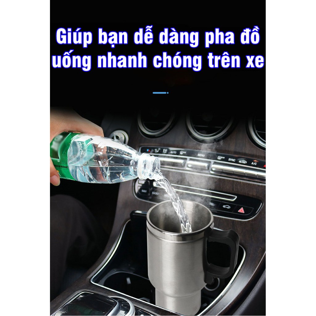 [Mã LIFEXANH03 giảm 10% đơn 500K] Cốc đun nước, bình giữ nhiệt trên ô tô bằng inox dung tích 500ml