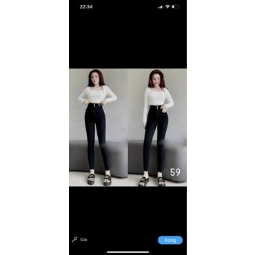 Quần Jean Nữ Đen CD Chất Co Dãn Cao Cấp Lưng Siêu Cao Alohashop91