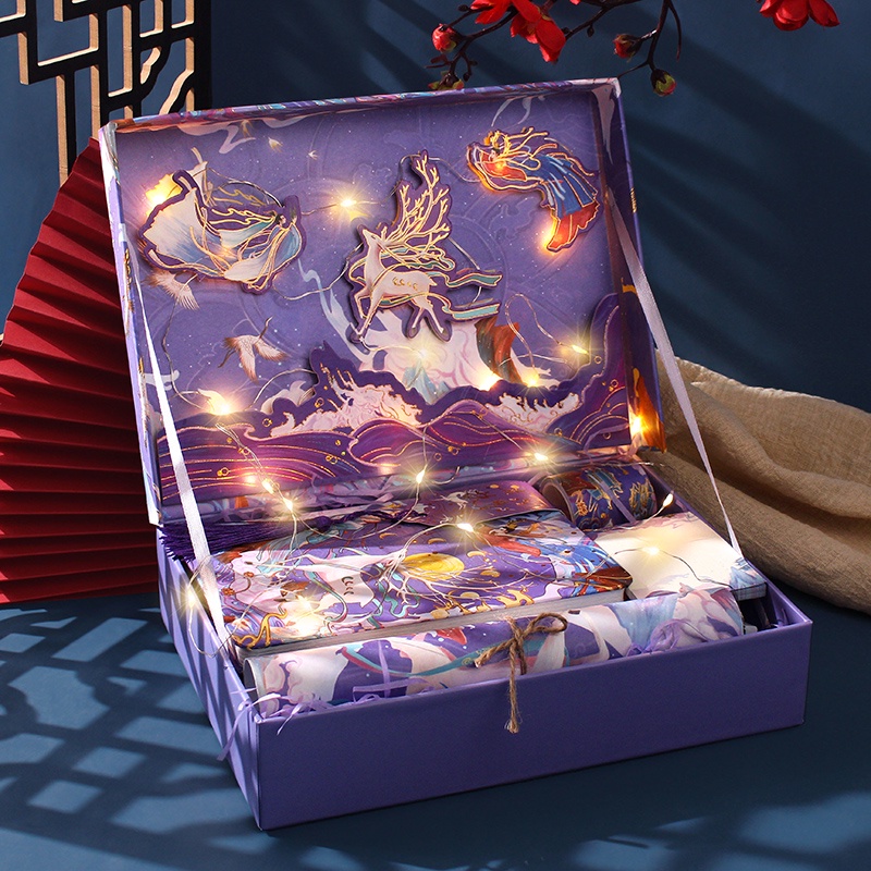 Set Quà Tặng Sinh Nhật  Bộ Sổ Tay Phong Cách Trung Hoa Cổ Điển Sang Trọng Giấy Viết Thư Phong Bì  Hộp đựng Quà