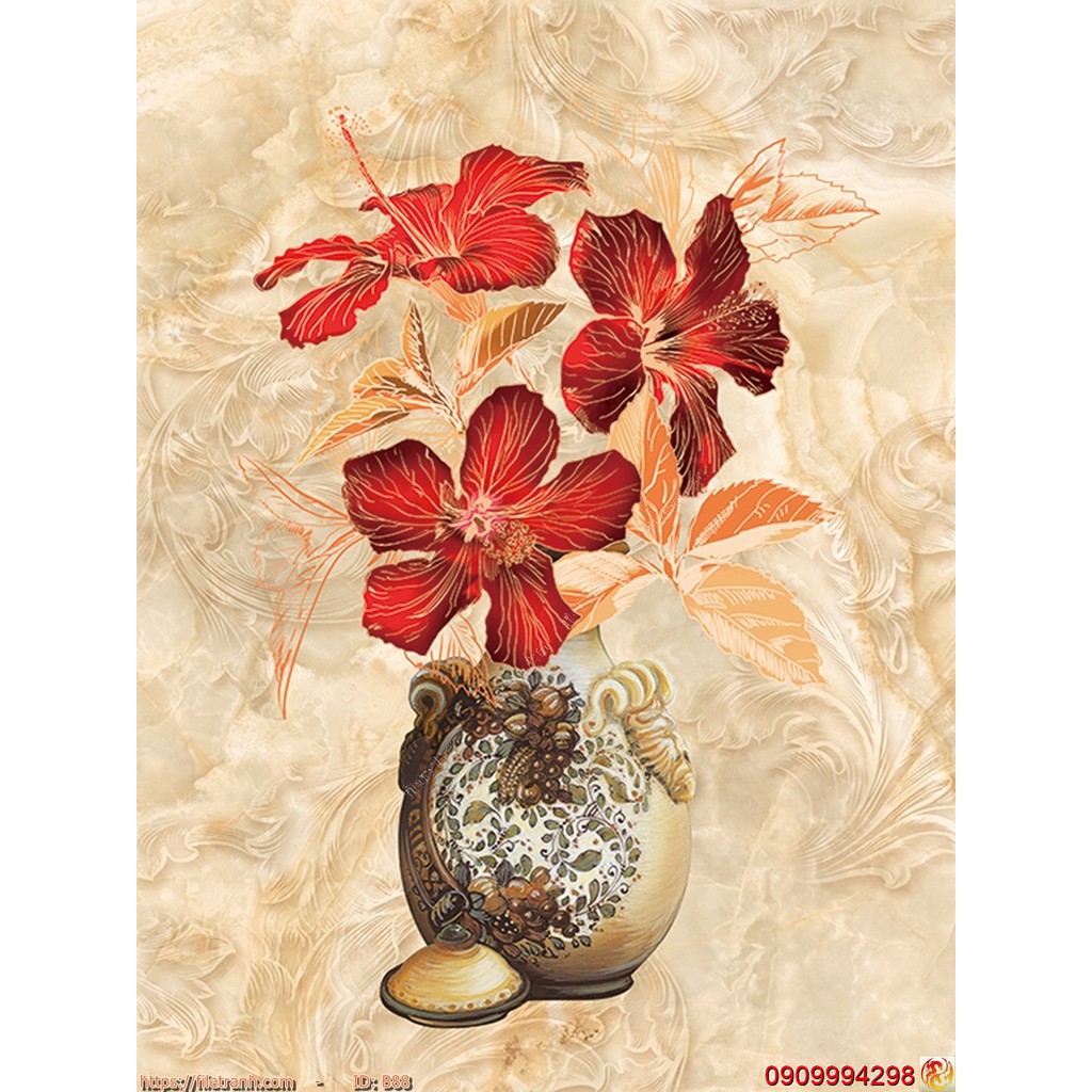 TRANH DÁN TƯỜNG 3D BÌNH HOA, LO HOA NHIỀU MẪU