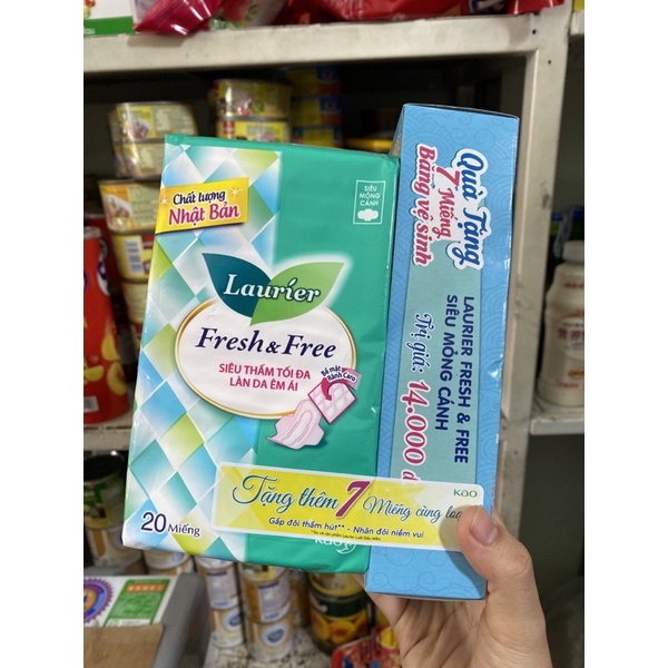 BĂNG VỆ SINH LAURIER FRESH& FREE SIÊU MỎNG CÁNH , DÀY CÁNH , KHONG CÁNH 20 miếng, 8miếng