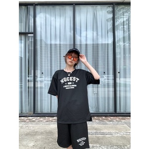 Bộ thể thao nữ dáng rộng mùa hè chất thun cotton 4 màu dễ thương (có ảnh thật)