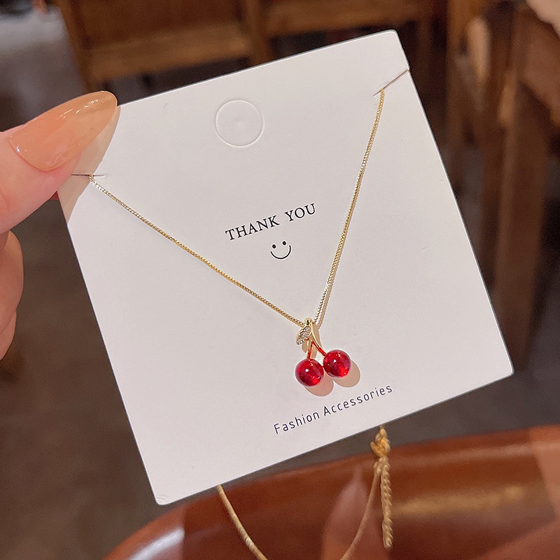Vòng Cổ Mặt Quả Cherry Phong Cách Hàn Quốc Kiểu Mới Thanh Lịch Dành Cho Nữ