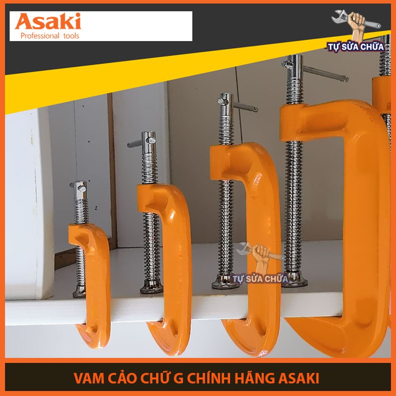 Vam chữ G kẹp gỗ 2 inch- 50mm chính hãng ASAKI AK-6260 (Cảo chữ C)