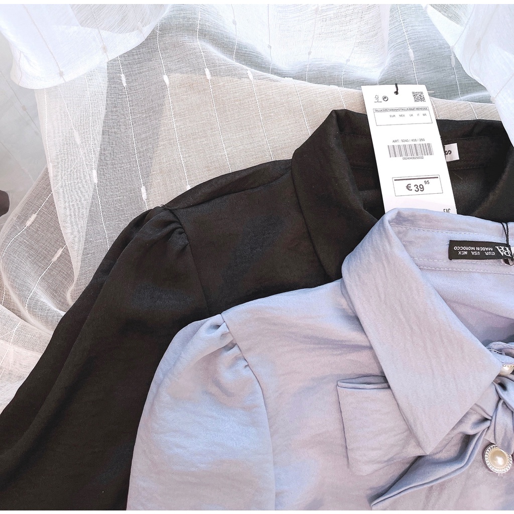 ÁO LỤA ZAR.A NƠ CỔ CÚC NGỌC 3M