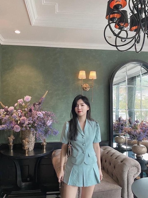 Sét áo vest chân váy xếp ly - set vest thiết kế | BigBuy360 - bigbuy360.vn