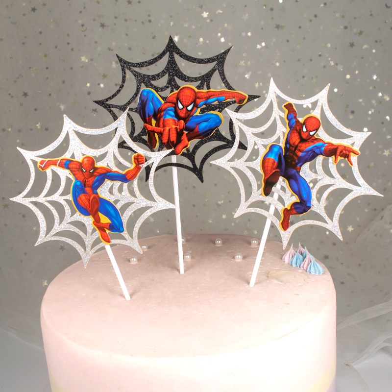 thẻ cắm bánh kem [FREESHIP] sét cắm mạng nhện ánh kim bạc