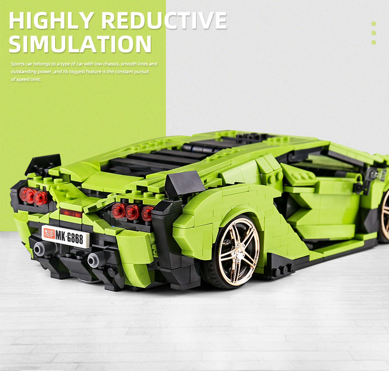 Đồ chơi Lắp ráp Mô hình siêu xe Mould King 10011 Green Lamborghinis Super Car