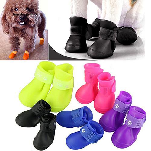 4 giày bốt chống nước chống trượt đi mưa dành cho chó và mèo
