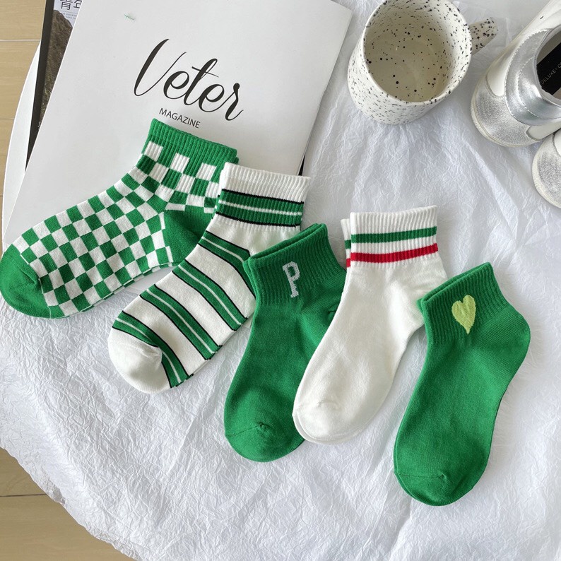 Tất cổ ngắn nam nữ vớ ngắn tim xanh thời trang hàn quốc đẹp giá rẻ cotton kháng khuẩn MRSOCKS VN085