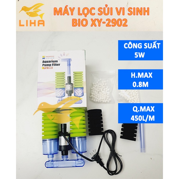 Lọc Sủi Vi Sinh Có Máy Bơm Bio Bông Đôi Kèm Vật Liệu Lọc XY-2902