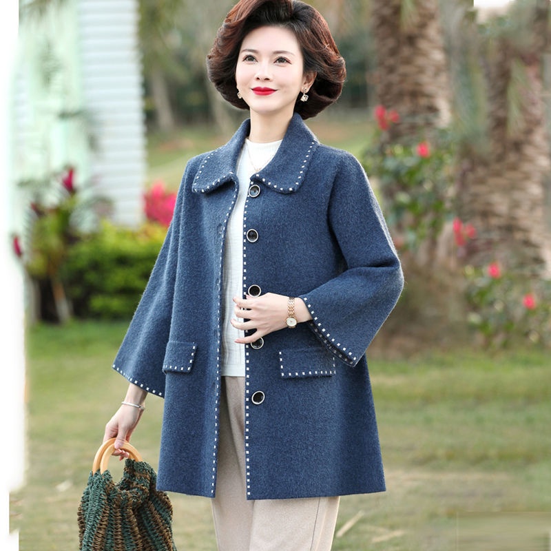 Mẹ mới áo khoác dệt kim trung niên phụ nữ gió mùa xuân và thu cho người già