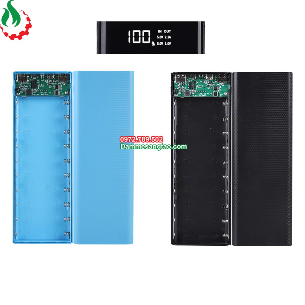 DMST Box sạc dự phòng 10 cell 18650 có lò xo hiển thị LCD