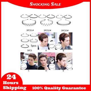 3pcs Black Unisex Sports Wave Hair Band Metal Hairband Headband Aliceband Headwear