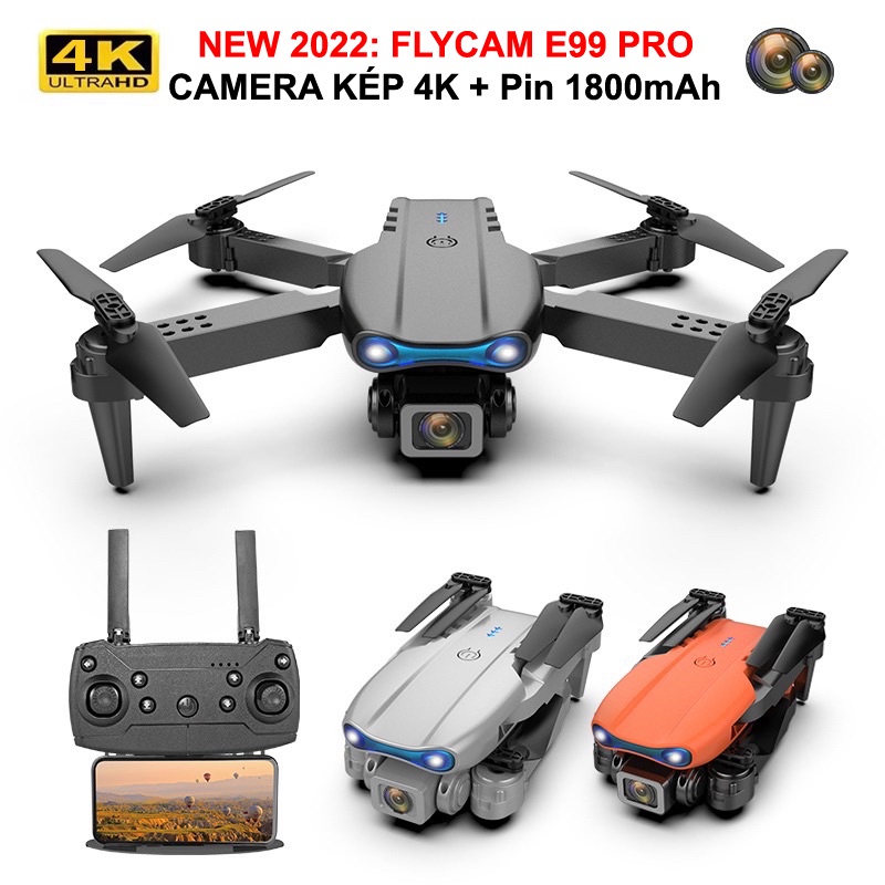 Máy bay flycam E99 PRO phiên bản mới 2022 điều khiển từ xa 4 cánh drone Air-craft