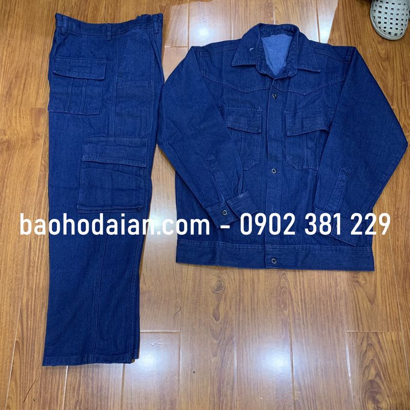 Quần áo jeans thợ hàn, điện lực màu xanh