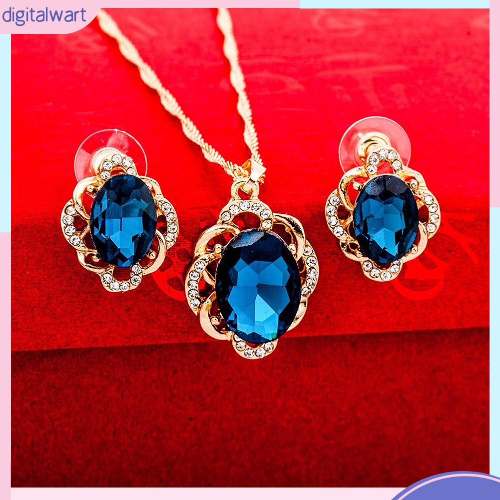 Bộ dây chuyền và bông tai đính đá thiết kế sang trọng dành cho nữ