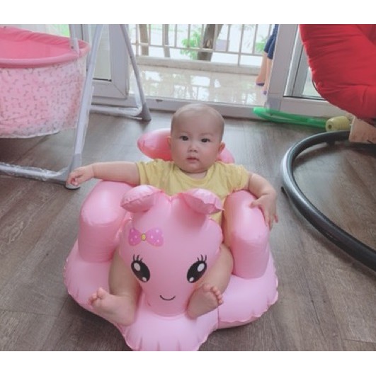 Ghế tập ngồi hơi hình thú màu hồng cho bé
