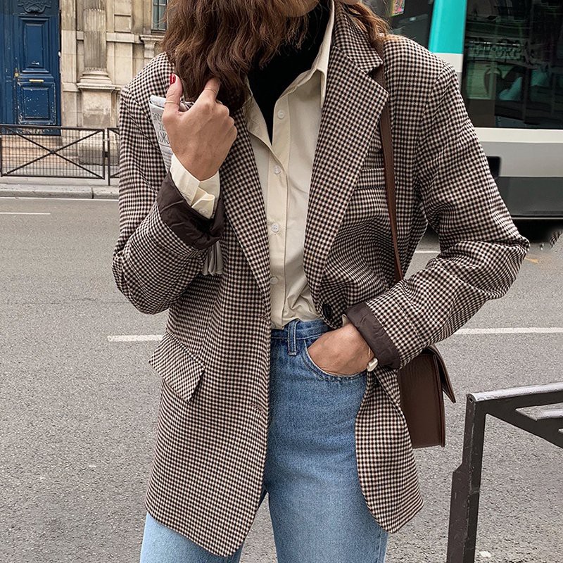 Áo Khoác BLAZER Kẻ Caro houndstooth BRITISH STYLE  – AK092