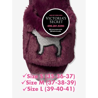 (Dép 08) Dép lông, dép đi trong nhà màu tím logo cún Pink siêu dễ thương, mền, mịn, êm chân - Size S, M, L