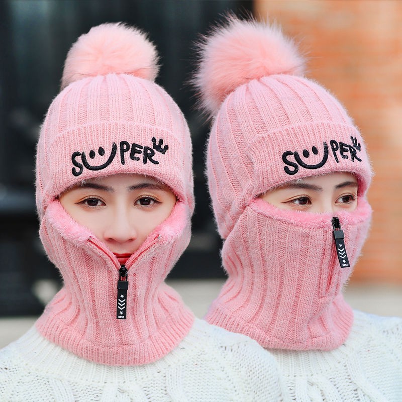 Bộ 2 món mũ len kèm khăn choàng giữ ấm mùa đông lót nhung dày màu trơn cho nam và nữ