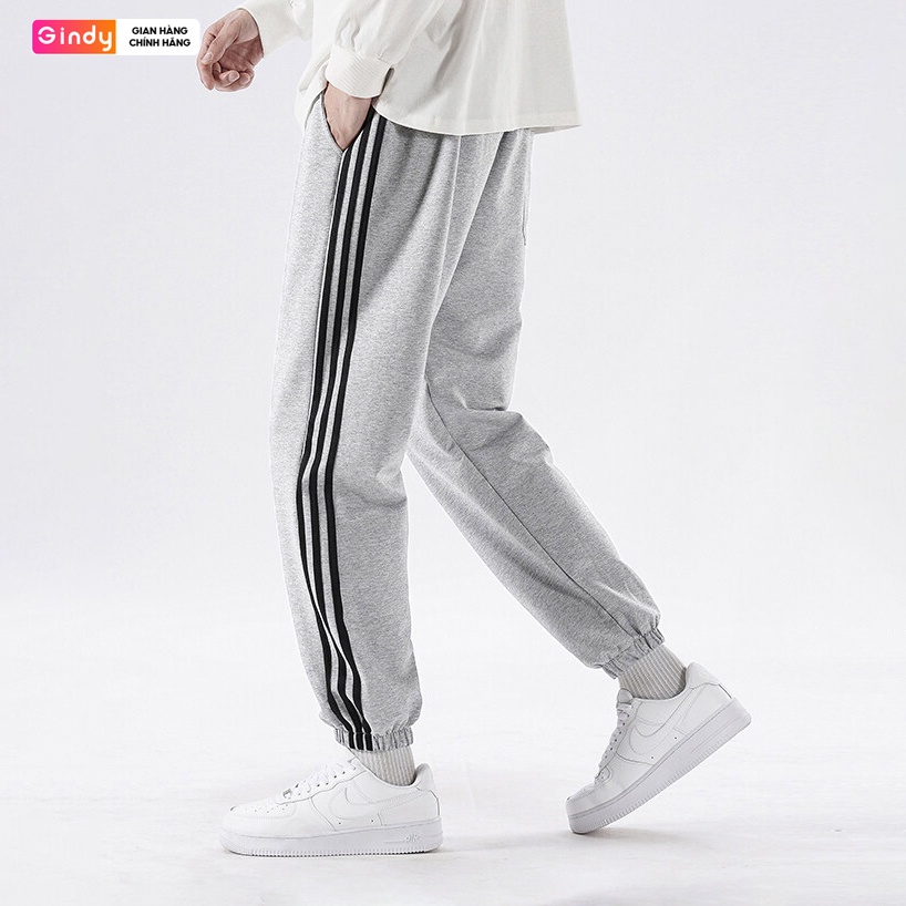 Quần jogger nam nữ boom GINDY thể thao chất nỉ da cá kẻ sọc phong cách unisex cá tính thời trang thu đông QN001