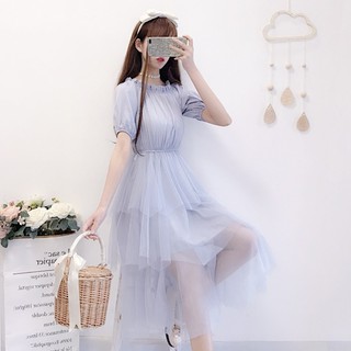 Váy công chúa mặc 2 kiểu vải voan lưới dáng dài (V83)