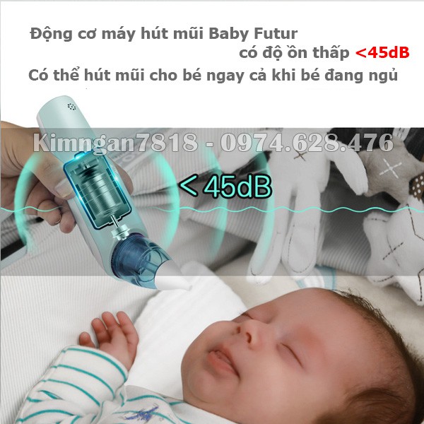[CHÍNH HÃNG] Máy hút mũi điện tử cho bé BABY FUTUR, lực hút mạnh có 3 cấp độ, có phát nhạc vui nhộn cho bé MHM03
