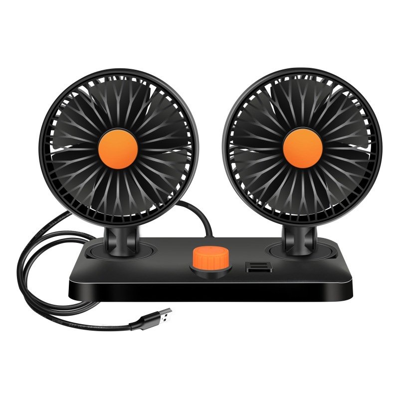 Quạt ô tô đa năng xoay 360 độ, quạt để bàn làm việc - có bảng số điện thoại ô tô