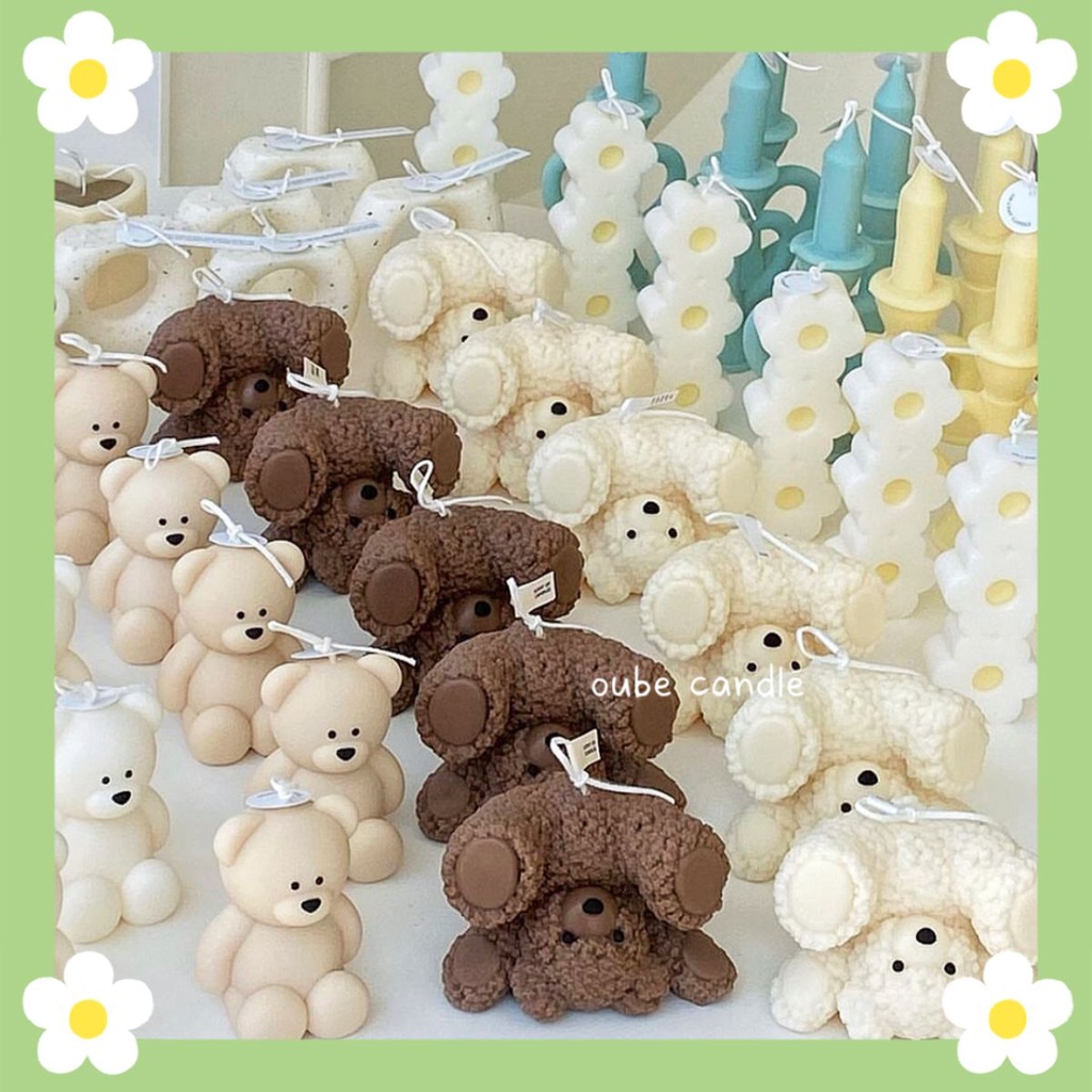 Nến Thơm Trang Trí Phòng Tinh Dầu Cao Cấp Tạo Hình Chú Gấu Nhào Lộn | Oube Candle NT108