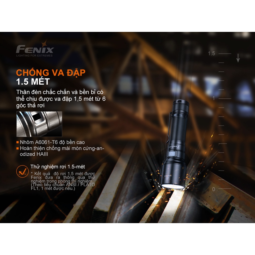 Đèn pin FENIX C7 độ sáng 3000 lumen chiếu xa 470m LED Luminus SST70 sạc USB-C pin sạc 21700 kèm theo