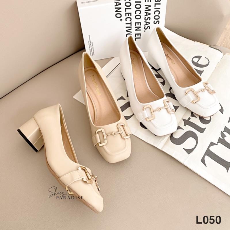 Giày cao gót bít mũi mũi vuông 3 phân nữ đế vuông 3p shoes paradise L050 Ltu