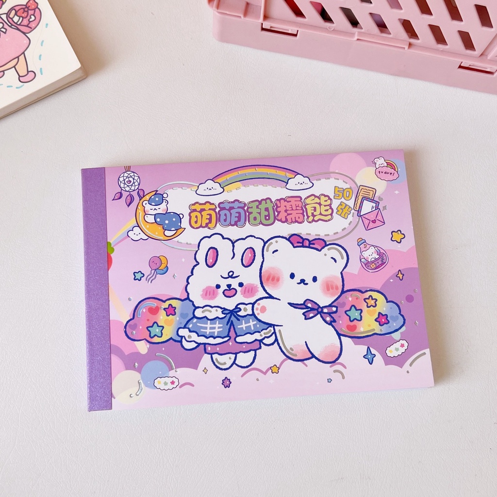Sổ tay 50 set sticker dễ thương số lượng siêu nhiều