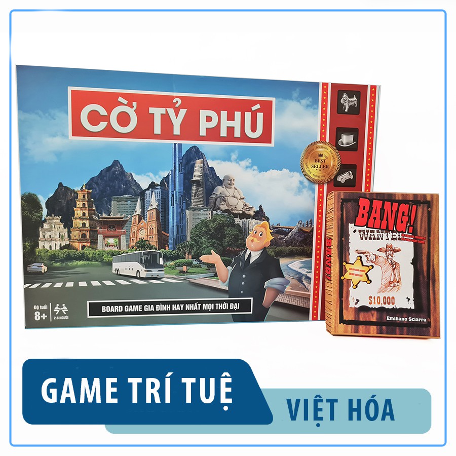 Board game Cờ tỷ phú loại lớn 25 x 36 cm + Game bắn súng Bang! giải trí cực đã