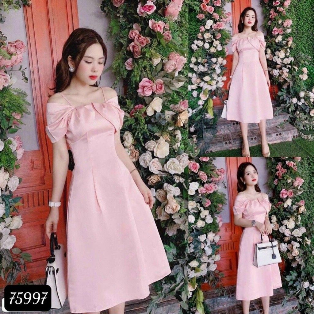 Đầm Nữ Dễ Thương Phong Cách Hàn Quốc, Váy Nữ Cá Tính Màu Hồng Tươi Tắn Chất Coton Lạnh Mặc Thoáng Mát Dễ Chịu